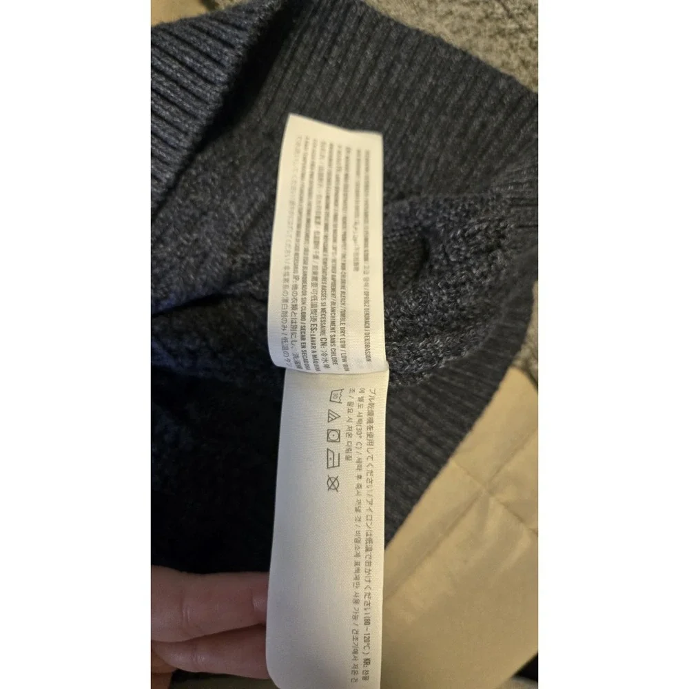 Hollister Mens Small Cable Knit Sweater Colorblock Gray Navy White Crewneck Cozy